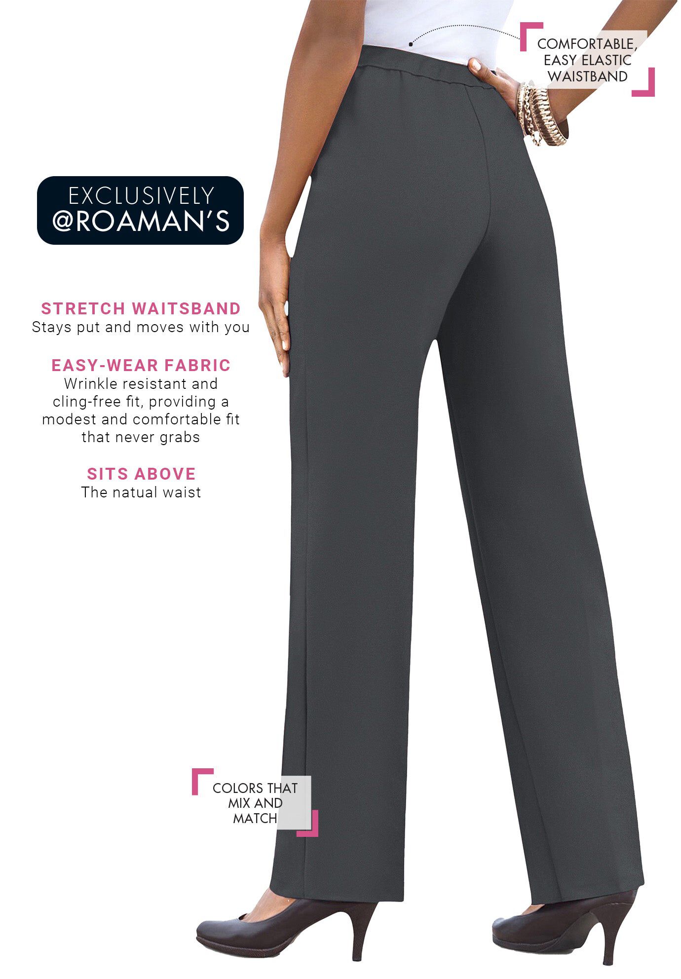 Plus Size Classic Bend Over&reg; Structured Straight Leg Pull-On Pant