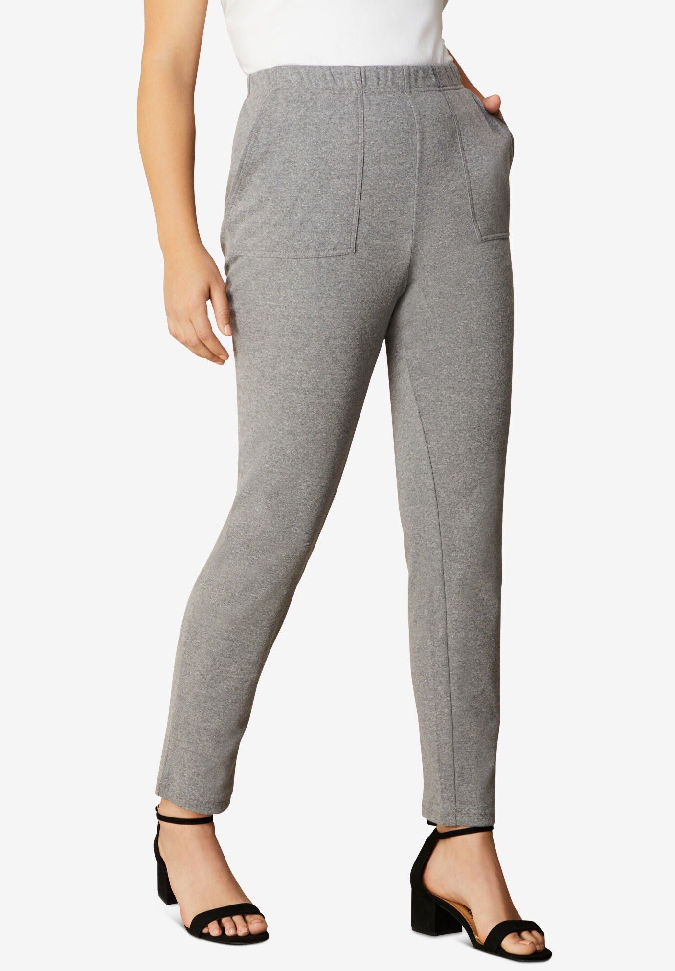 Ankle-Length Soft Knit Pant, MEDIUM HEATHER GREY, hi-res image number 0