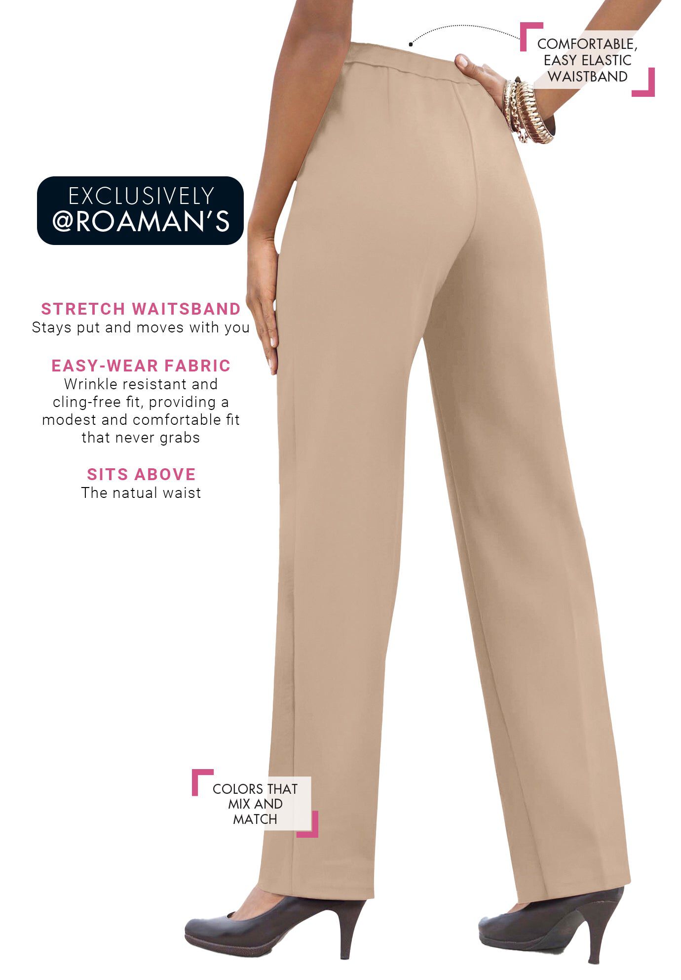 Plus Size Classic Bend Over&reg; Structured Straight Leg Pull-On Pant