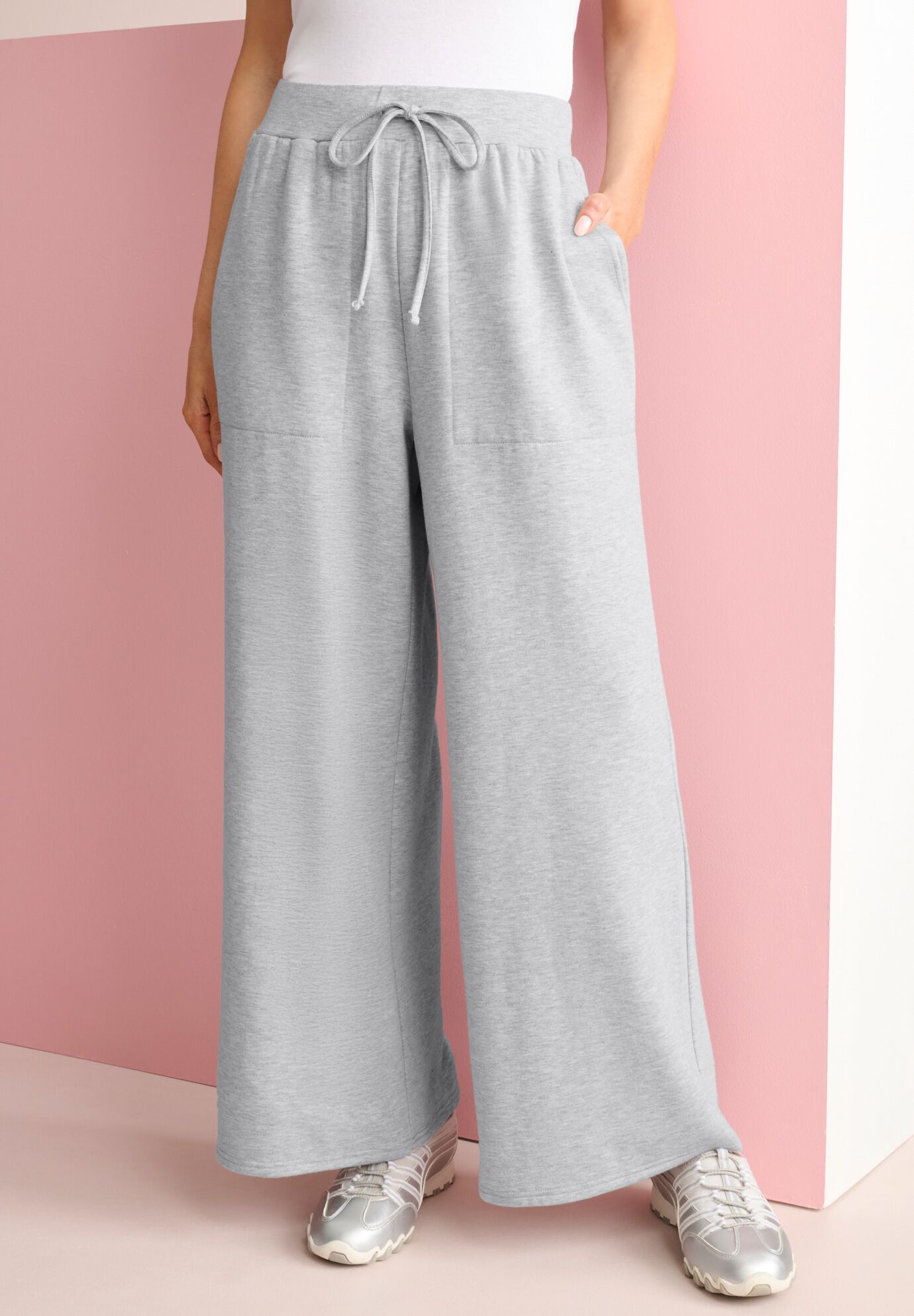Comfort+ Fleece Flared Sweatpants, HEATHER GREY, on-hover image number 1