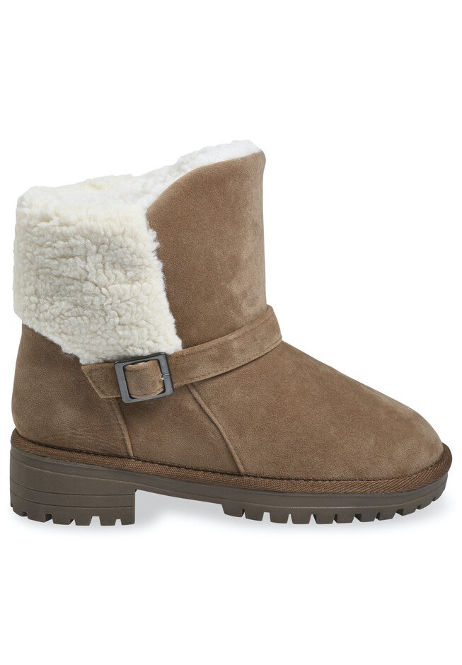 Faux Suede 1.5 inches Heel With Berber Back Boot, , alternate image number 2