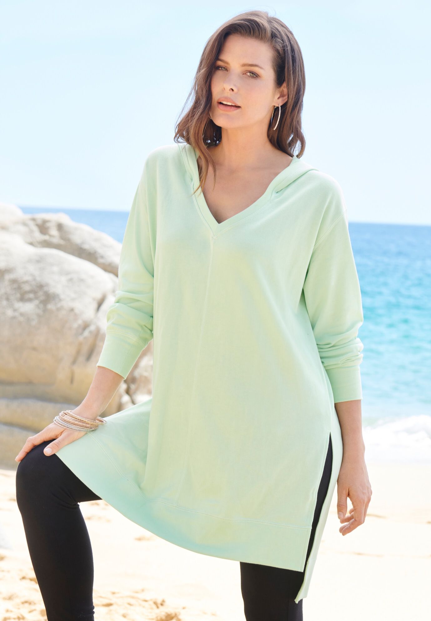 French Terry Tunic Hoodie, , alternate image number 3