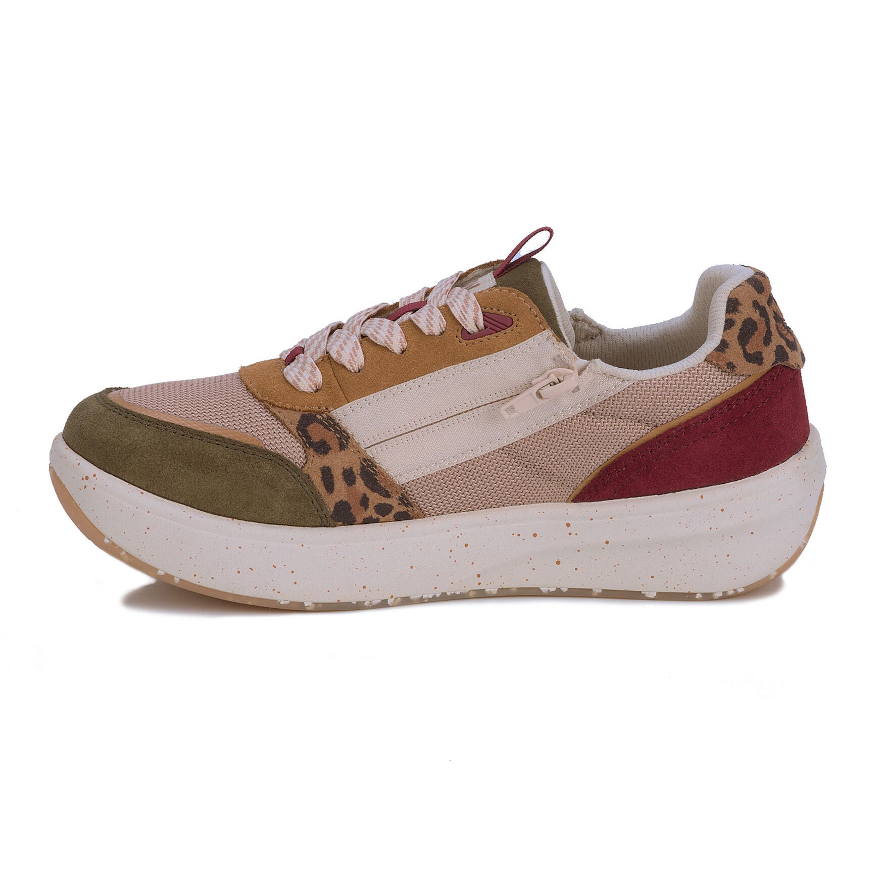 Happy Double Zip Sneaker, LEOPARD AND OLIVE, alternate image number 3