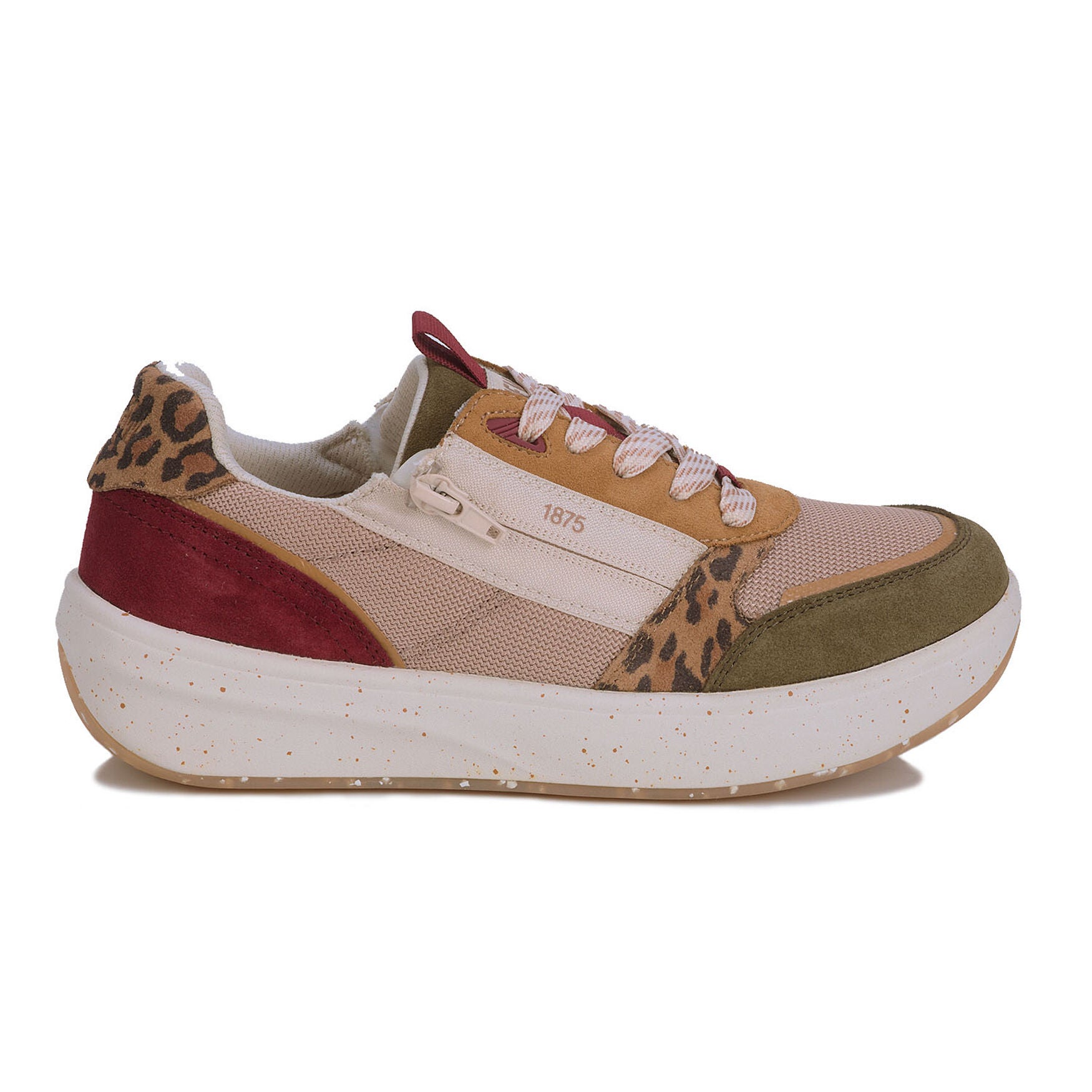 Happy Double Zip Sneaker, LEOPARD AND OLIVE, alternate image number 2