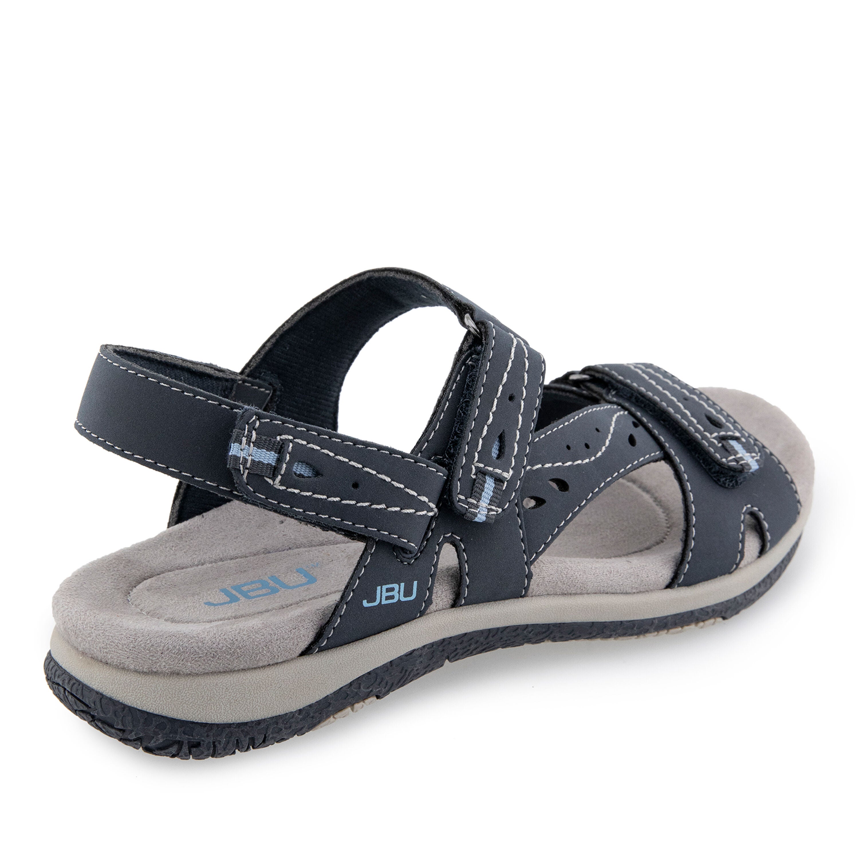 Stephie Vegan Hook and Loop Flat Sandal, NAVY, on-hover image number 1