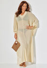 Long V-Neck Shimmer Caftan Tunic Cover Up, , alternate image number null