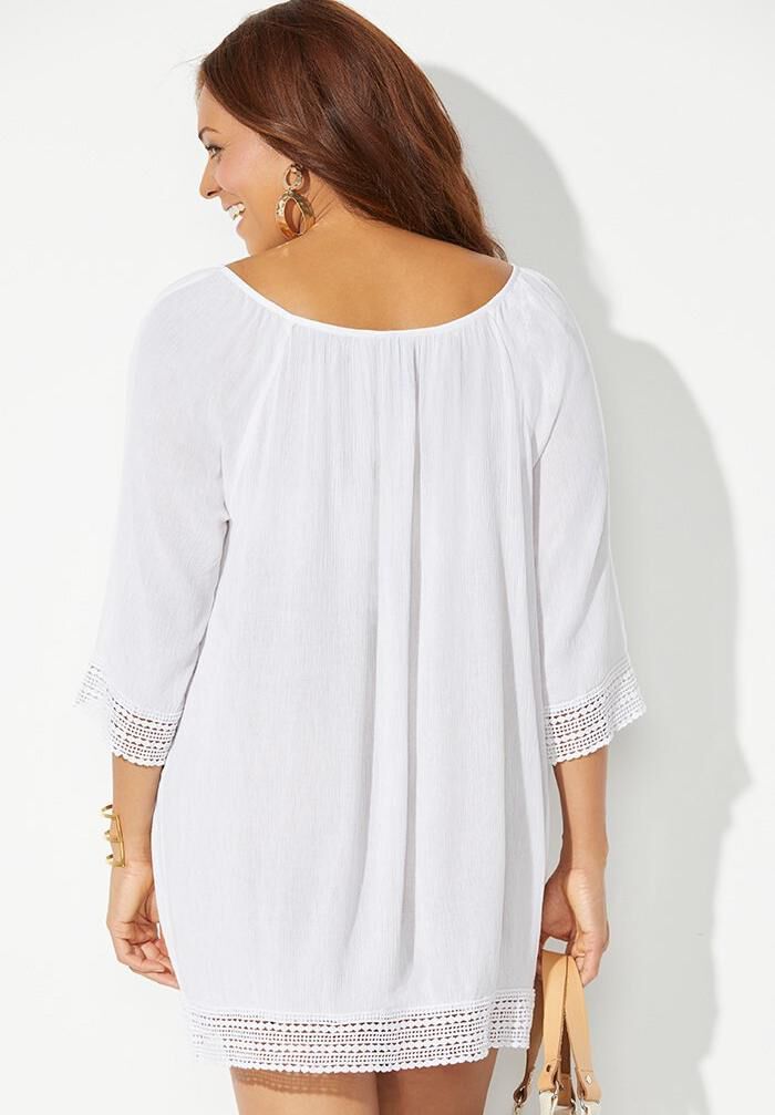 Giana Crochet Cover Up Tunic, WHITE, on-hover image number 1