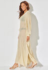 Long V-Neck Shimmer Caftan Tunic Cover Up, , alternate image number null