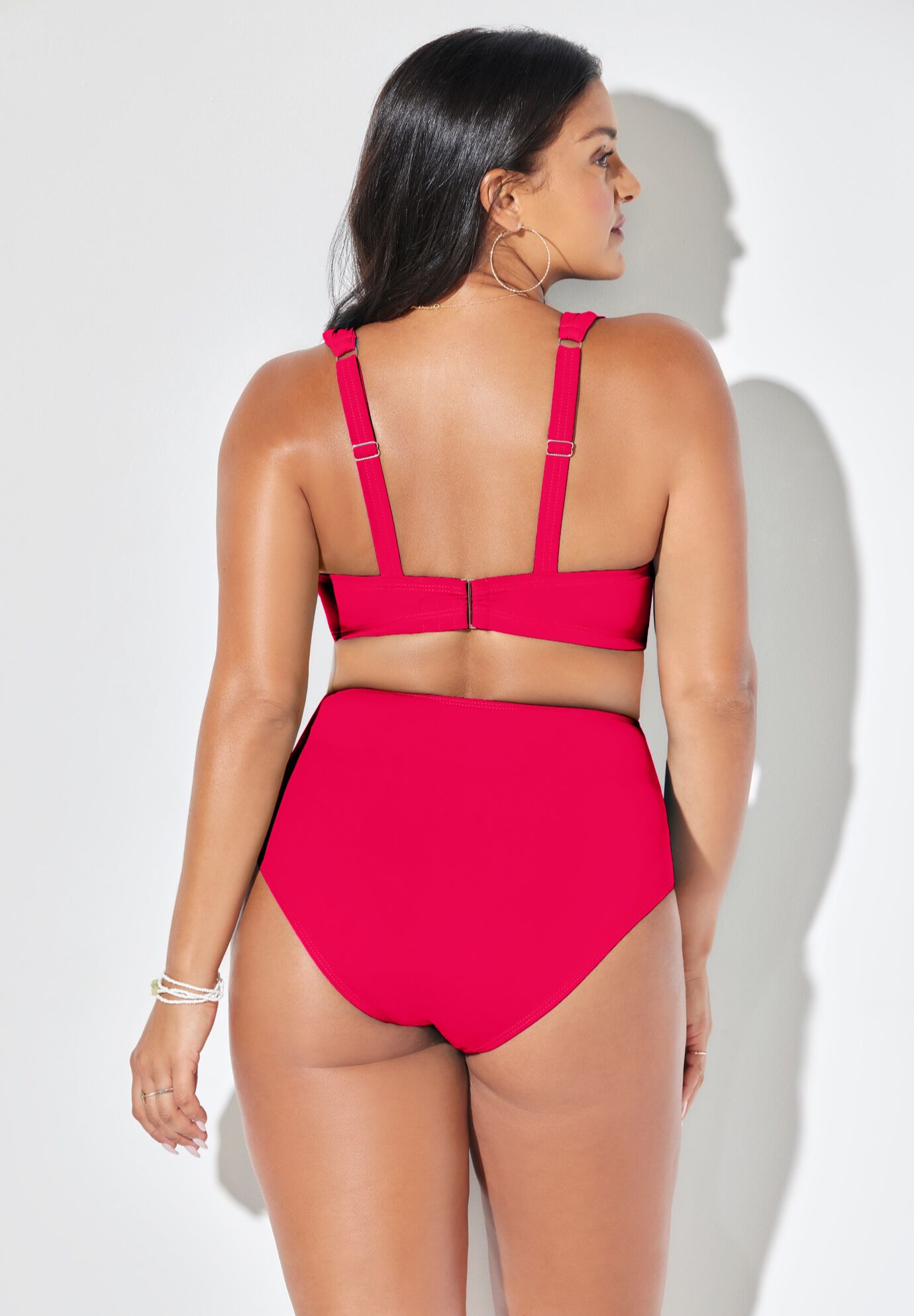 Bra Sized Drape Front Underwire High Waist Bikini Set, , on-hover image number null