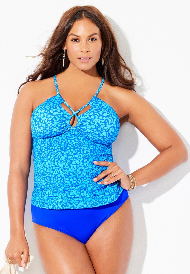 Shirred Halter Tankini Set, , hi-res image number null