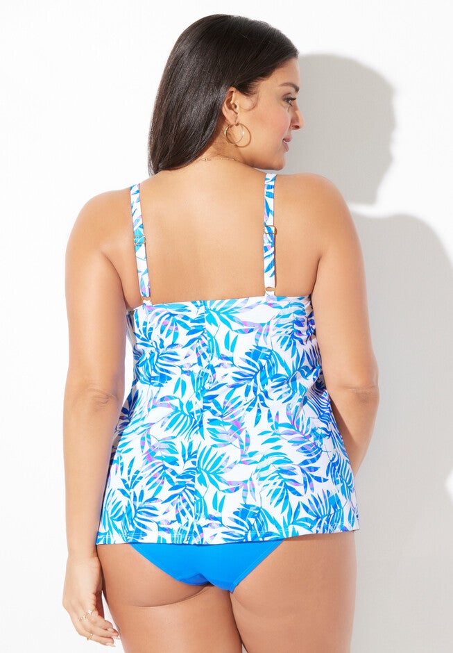 Bra Sized Faux Flyaway Underwire Tankini Top, NEUTRAL FLORAL, on-hover image number null