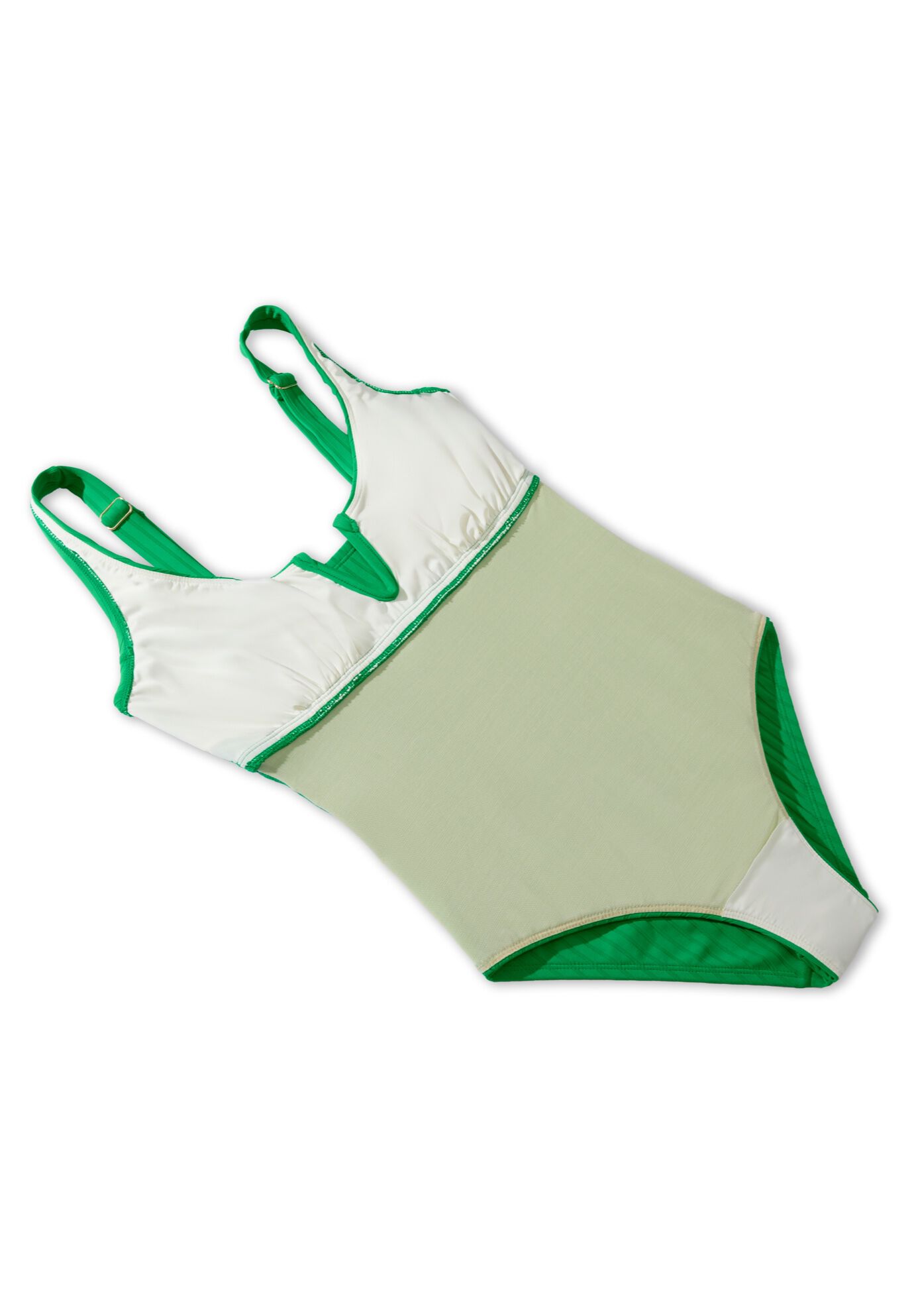 Ribbed V-Wire One Piece Swimsuit, RETRO GREEN, alternate image number 7