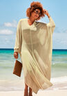 Long V-Neck Shimmer Caftan Tunic Cover Up, GLISTEN LUREX, hi-res image number null