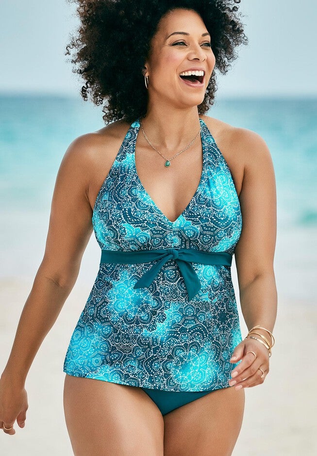 Halter Tankini Set with Mid Waist Swim Brief, , hi-res image number null