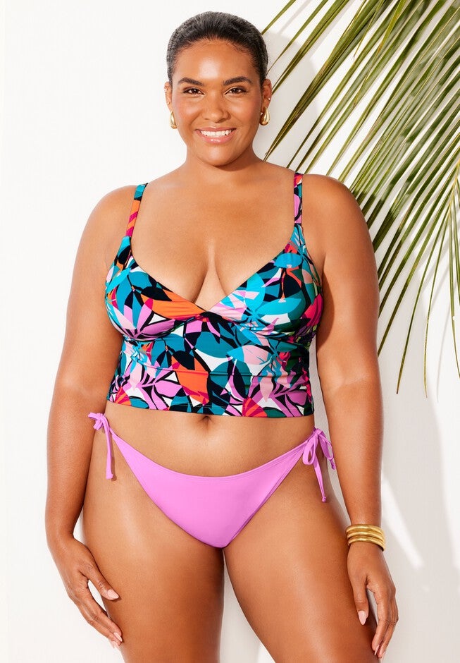 Essential Cropped String Tankini Set, , hi-res image number 0