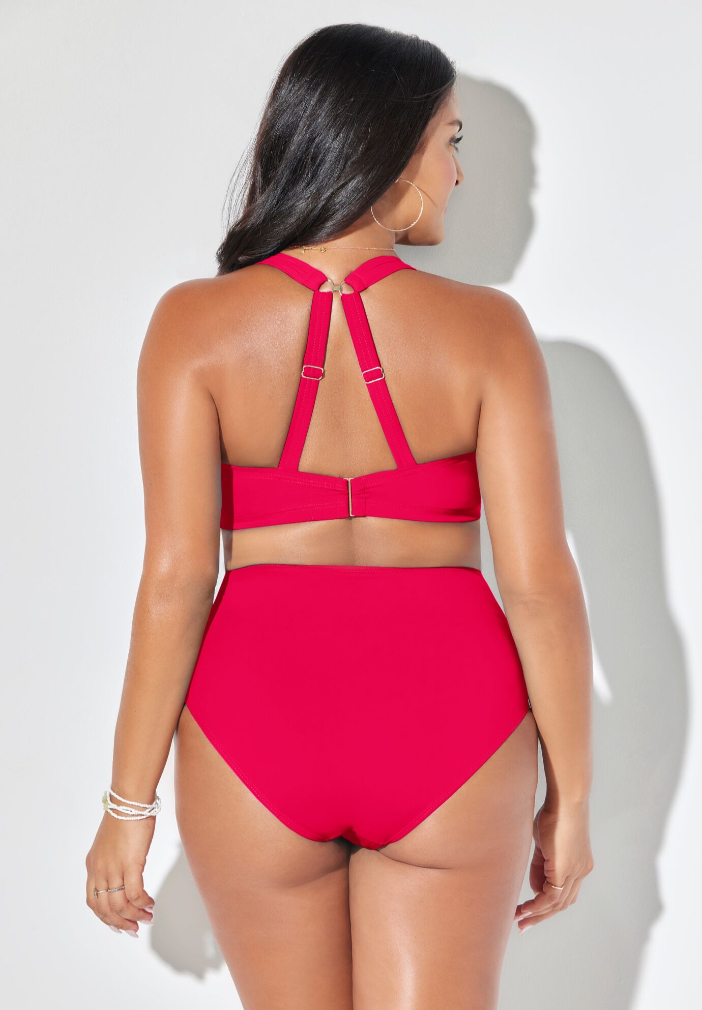 Bra Sized Drape Front Underwire High Waist Bikini Set, , alternate image number null