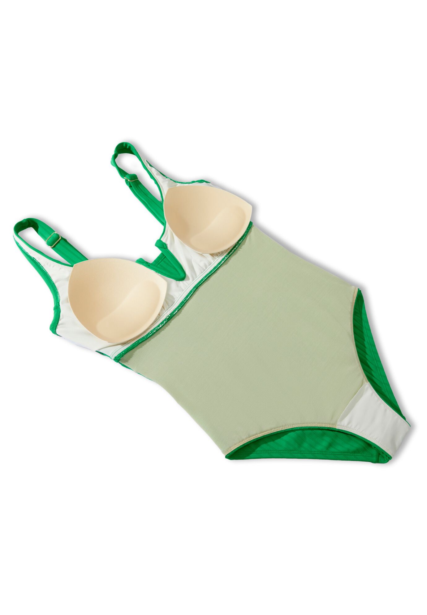 Ribbed V-Wire One Piece Swimsuit, RETRO GREEN, alternate image number 6