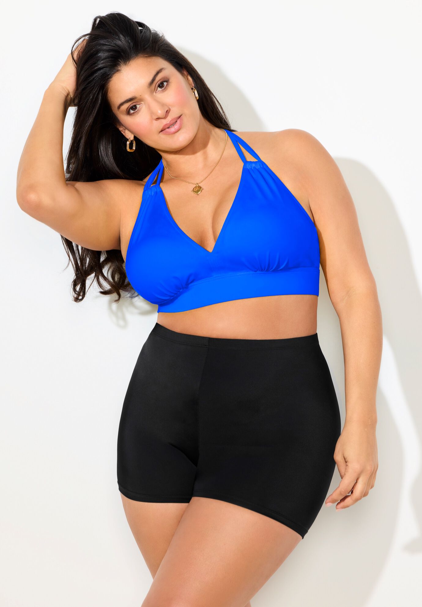 Loop Strap Halter Bikini Set With Boy Short, , alternate image number 3