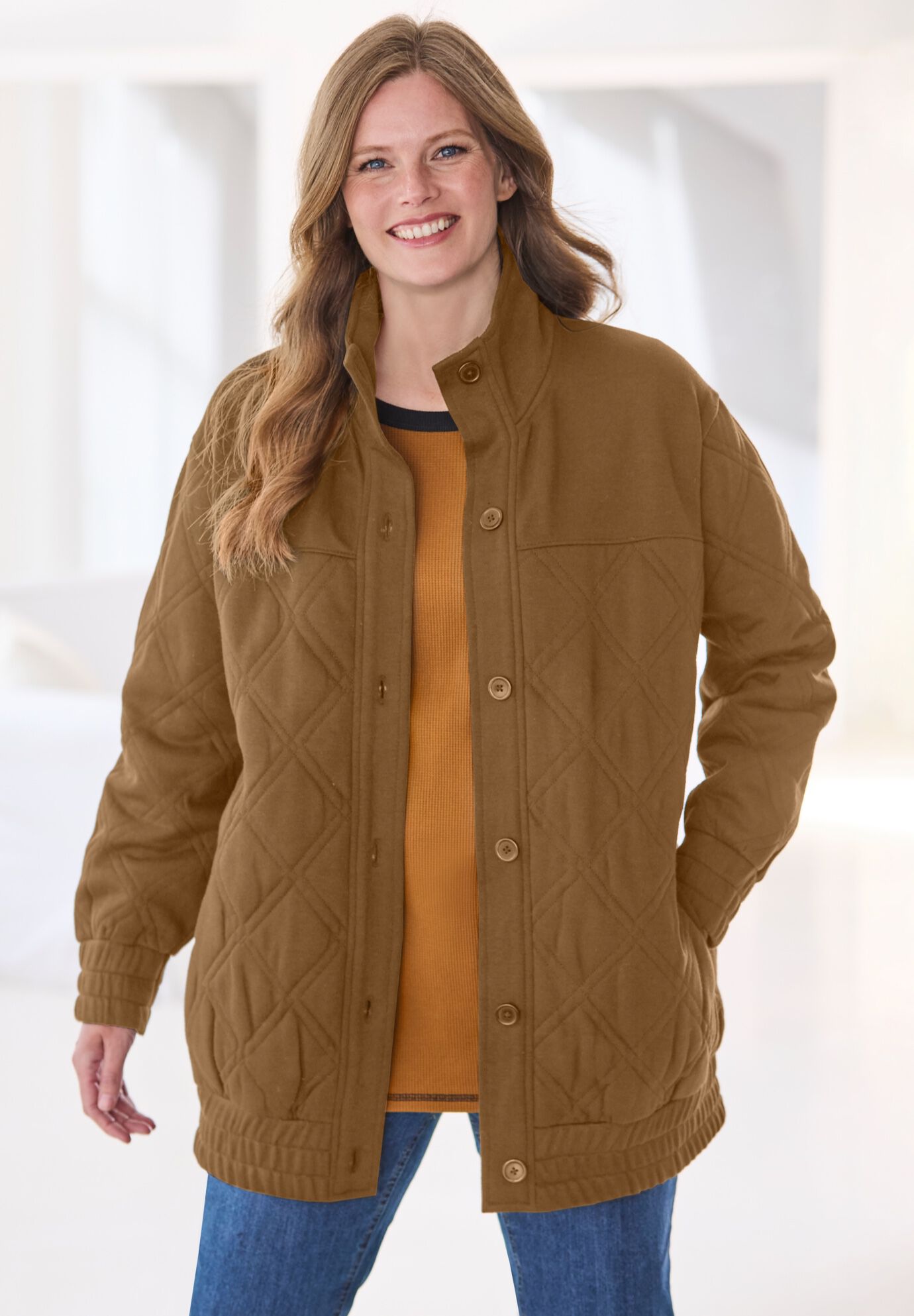 Quilted Easy Fleece Jacket, , alternate image number 3