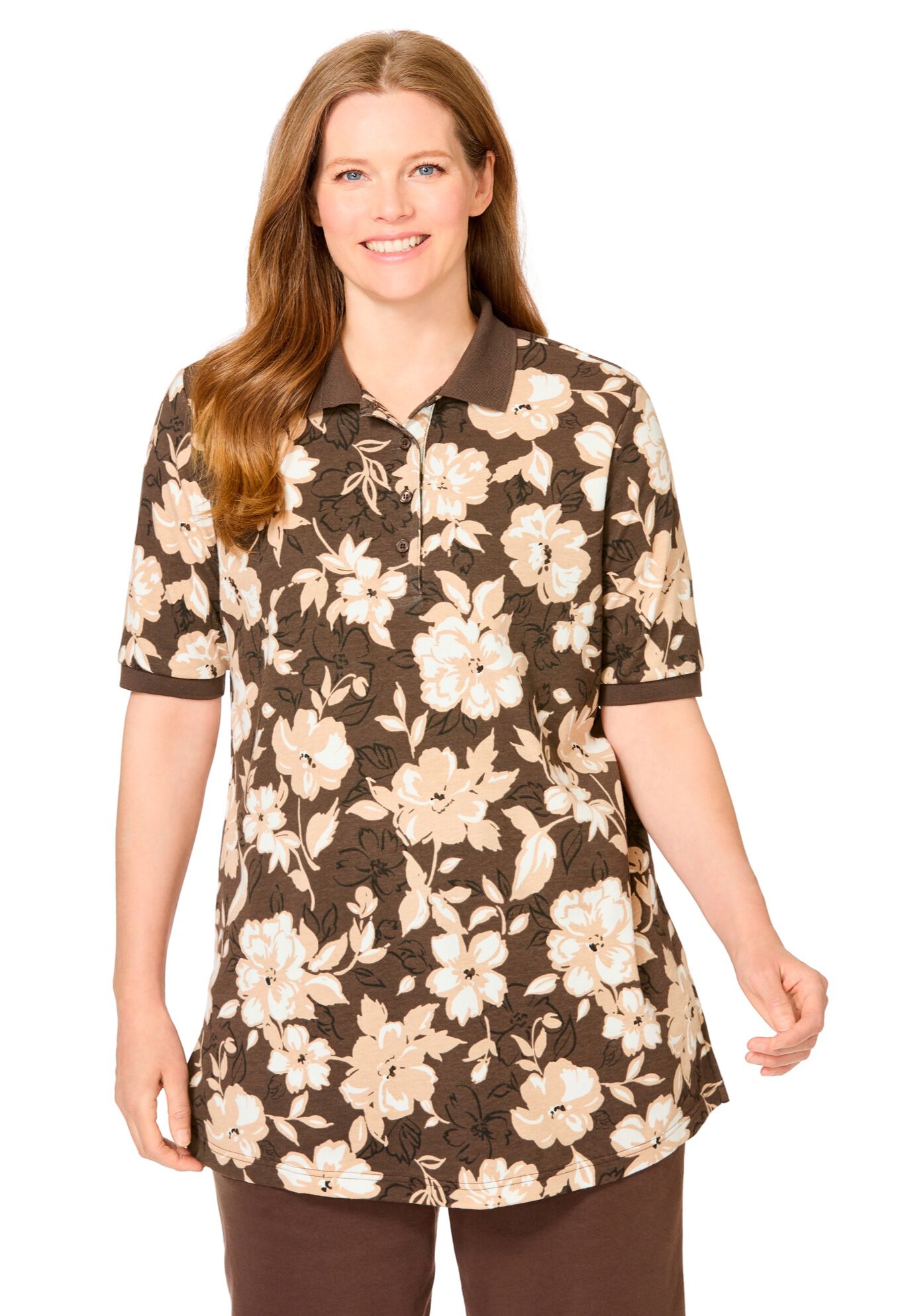 Elbow-Sleeve Polo Tunic, , alternate image number 9