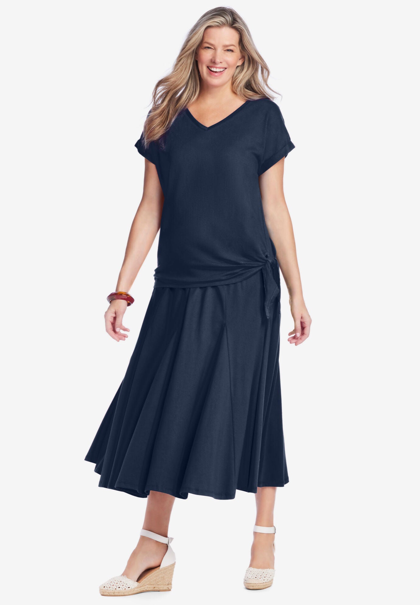 SIDE TIE KNIT TEE, , alternate image number 4