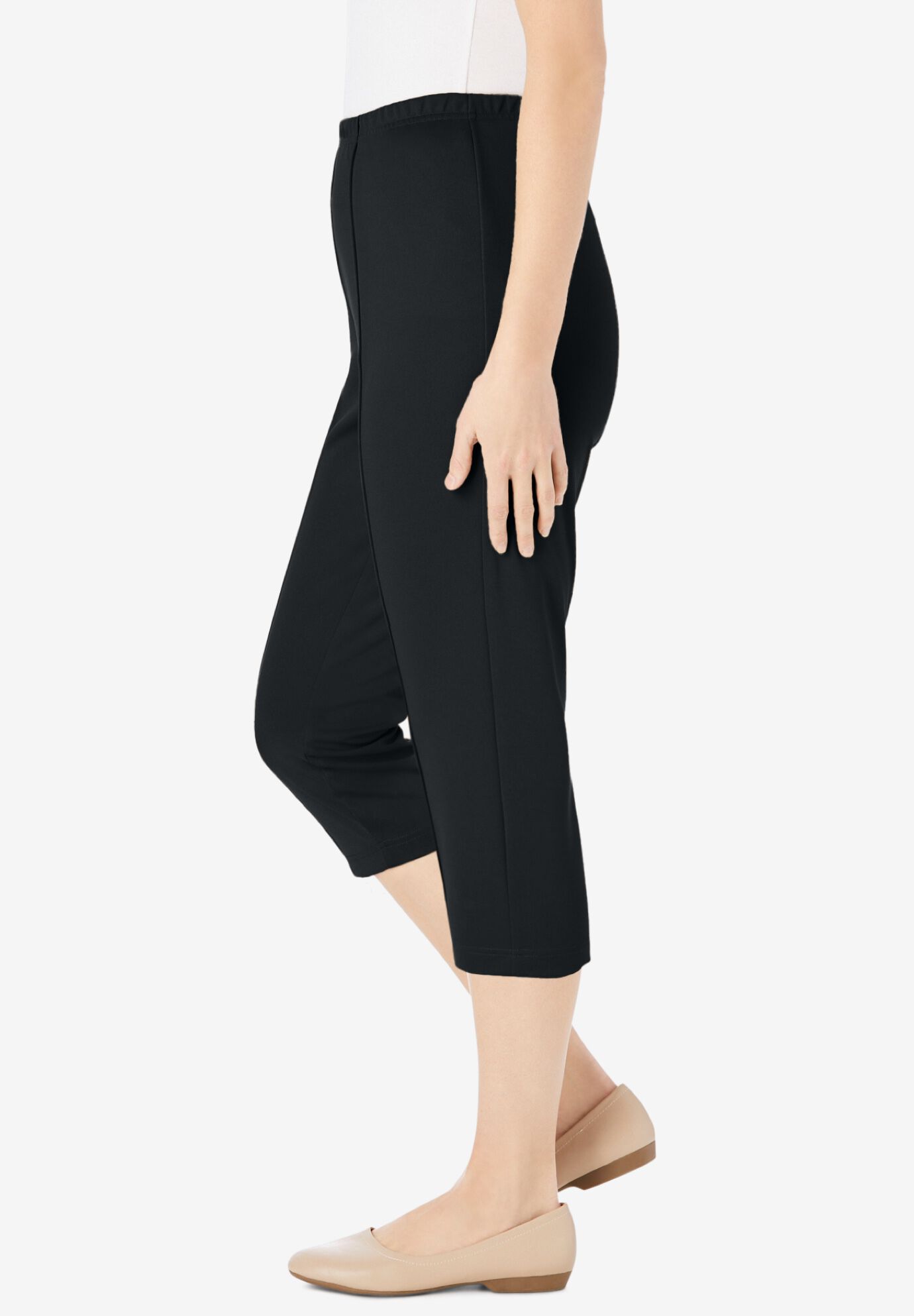 The Hassle-Free Soft Knit Capri, BLACK, alternate image number 2