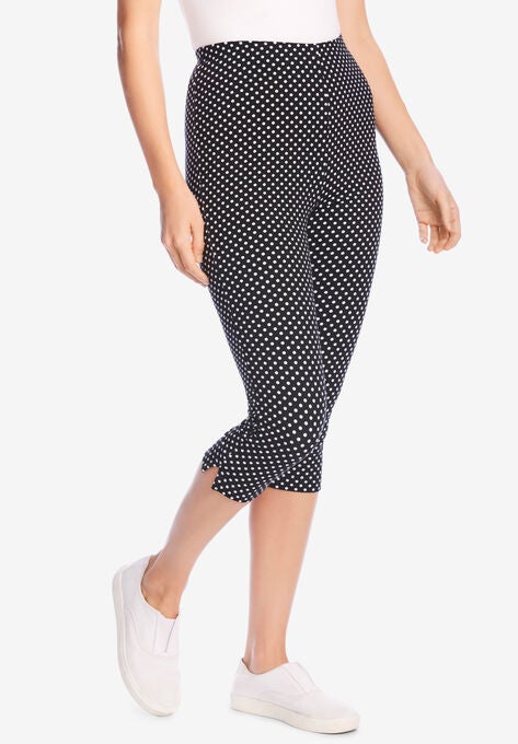 Stretch Cotton Printed Capri Legging, , alternate image number null