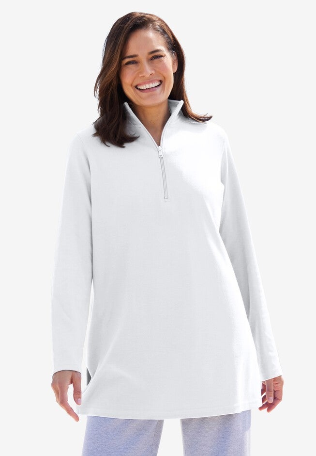 Sport Knit Zip Tunic, WHITE, hi-res image number 0