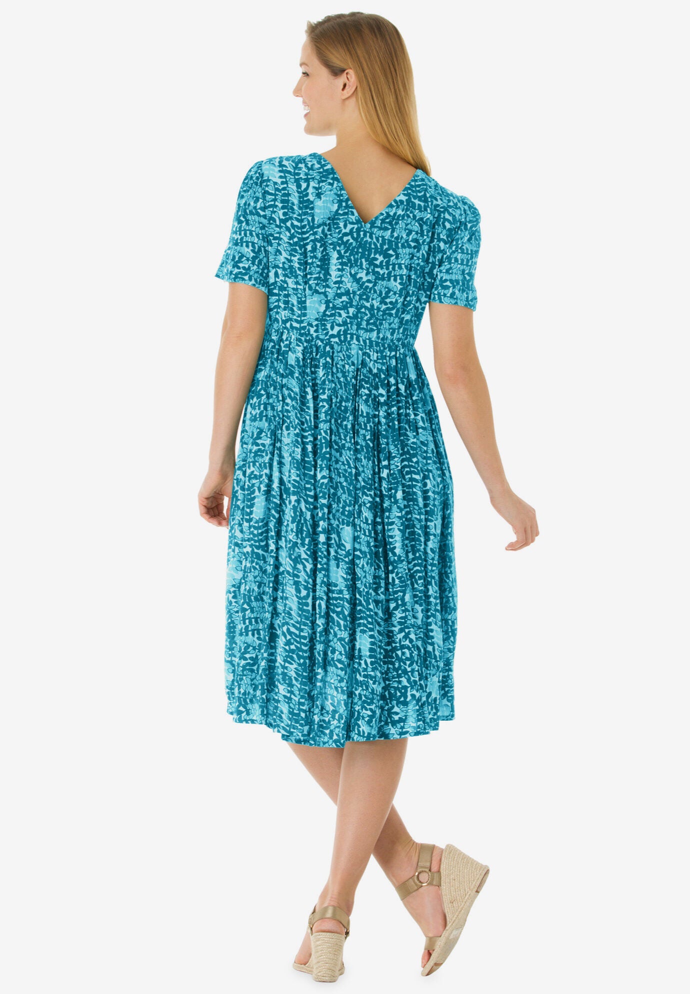 Short Crinkle Button-Front Dress, , on-hover image number 1