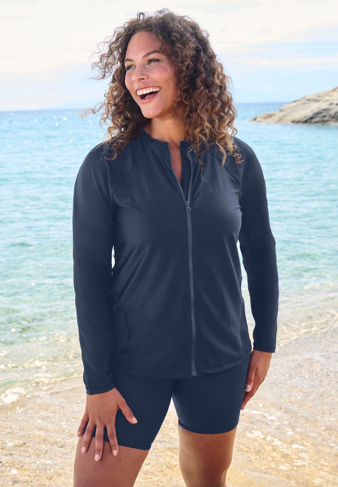 Chlorine Resistant Long-Sleeve Colorblock Swim Tee