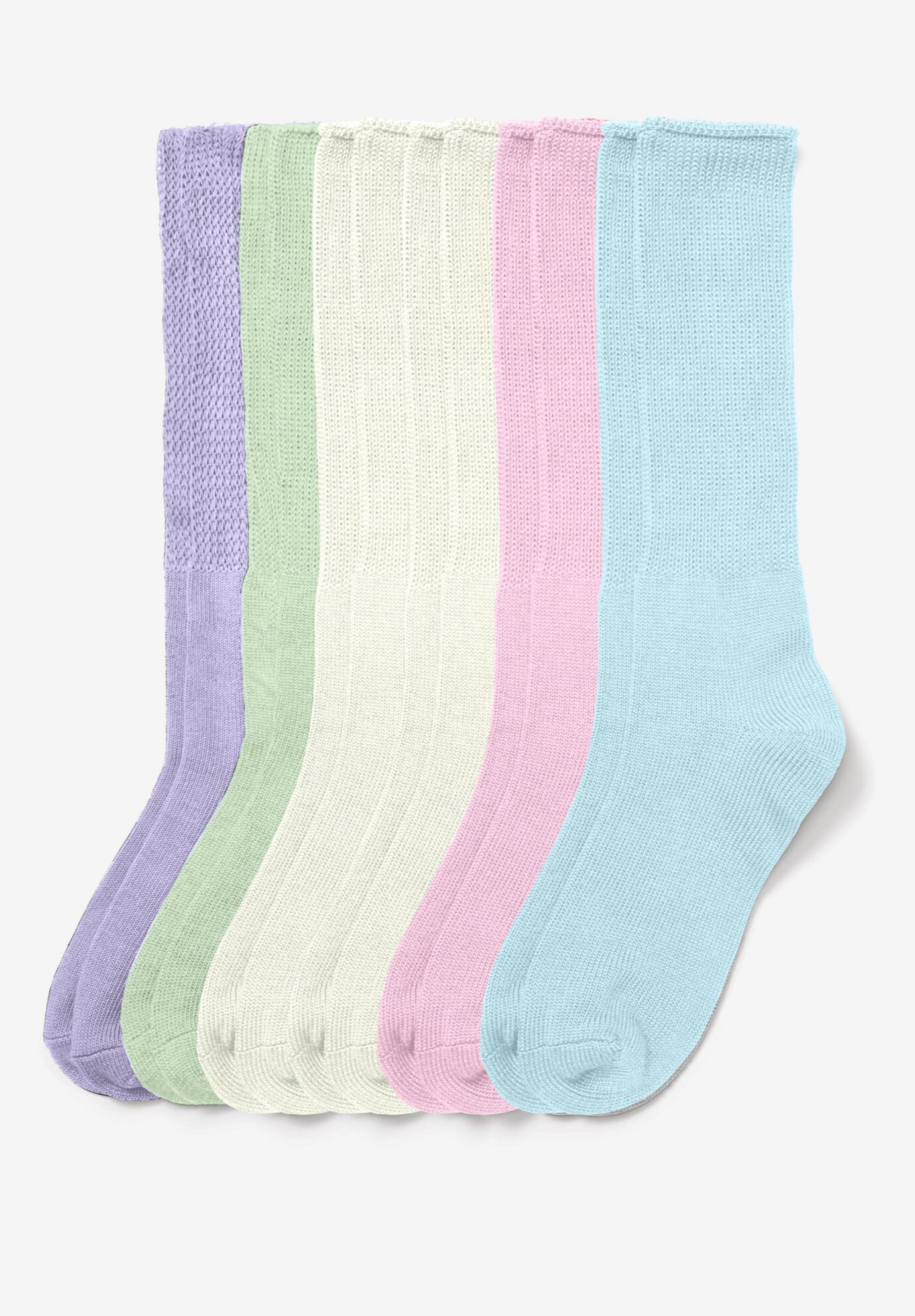 6-Pack Soft Rib Knit Socks, PASTEL PACK, on-hover image number 1
