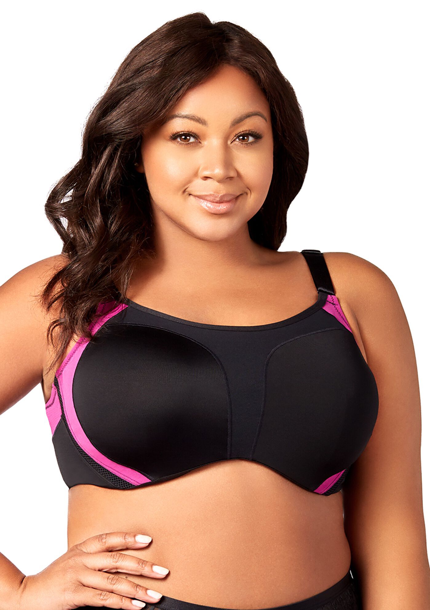 Curvy Moves Sports Underwire Bra 2511, BLACK WITH FUCHSIA, hi-res image number 0