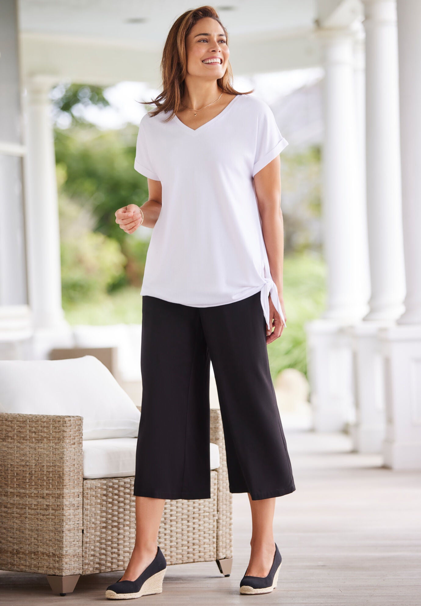 SIDE TIE KNIT TEE, , alternate image number 6