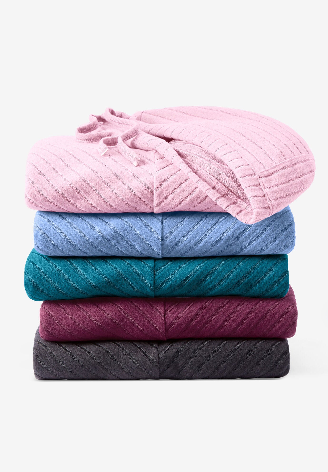 Rib-Knit Sherpa Hoodie Sweatshirt, , alternate image number 4