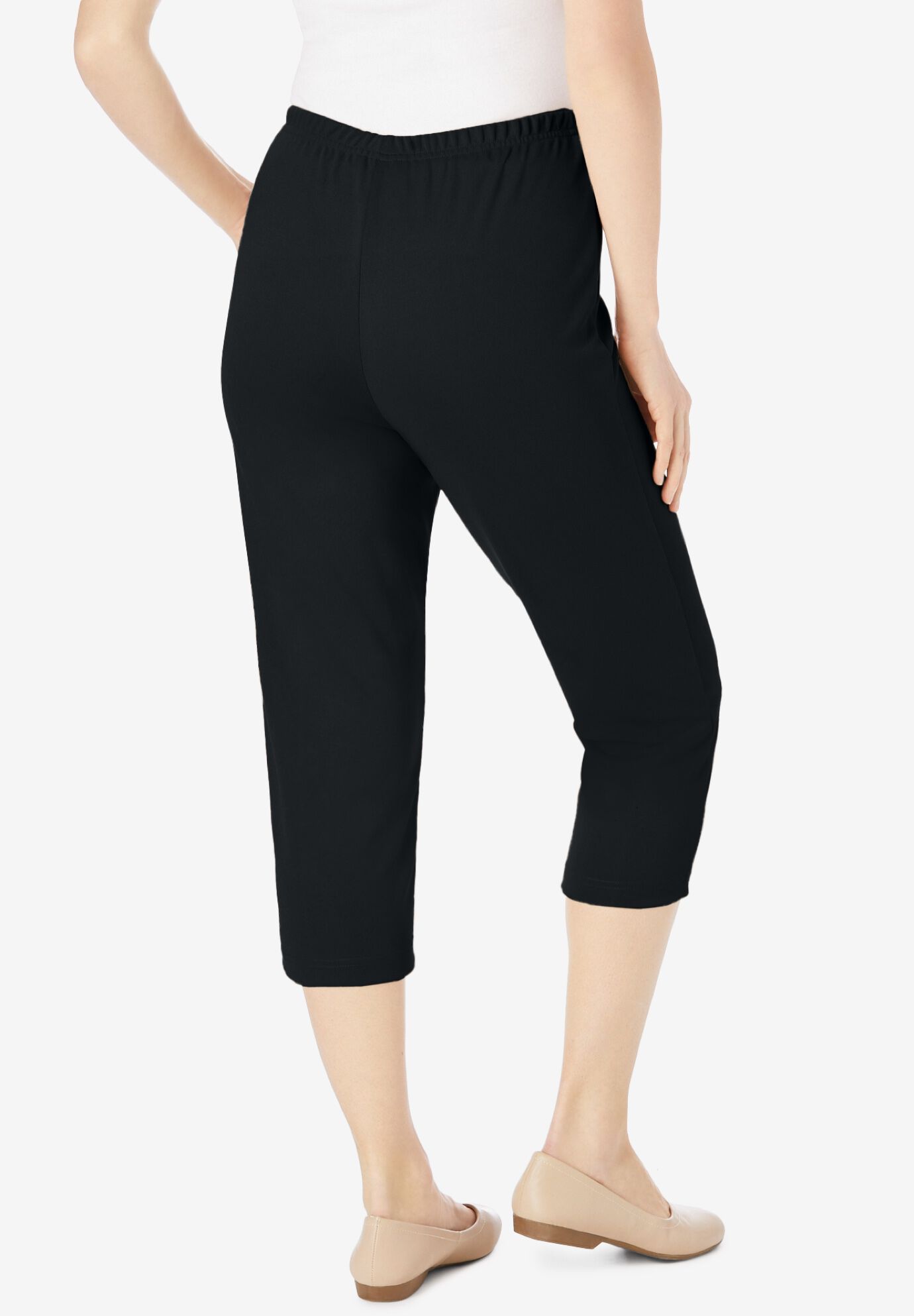 The Hassle-Free Soft Knit Capri, BLACK, on-hover image number 1