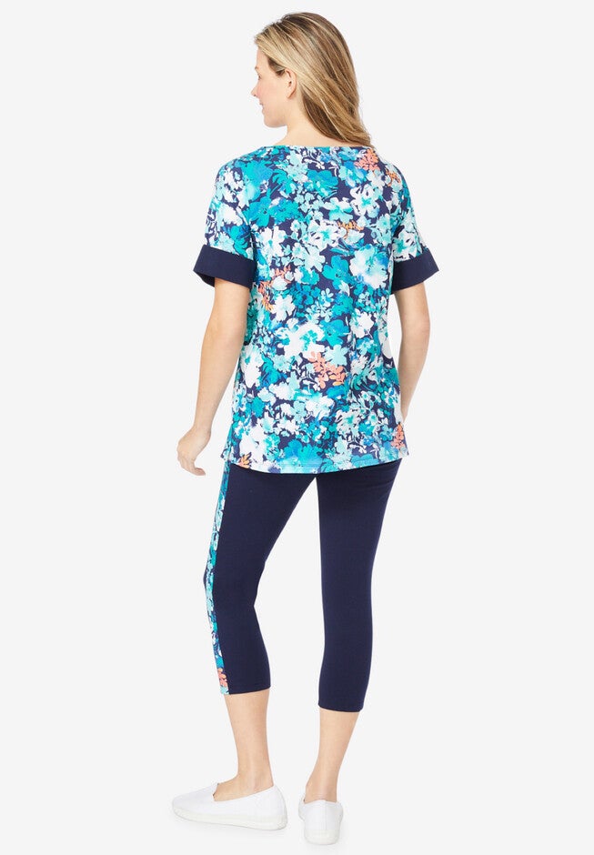 Tunic and Side-Stripe Capri Legging Set, , on-hover image number null