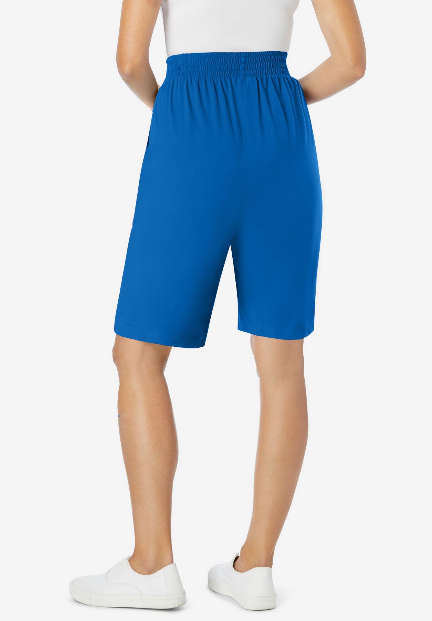 Elastic-Waist Knit Short, BRIGHT COBALT, alternate image number 2
