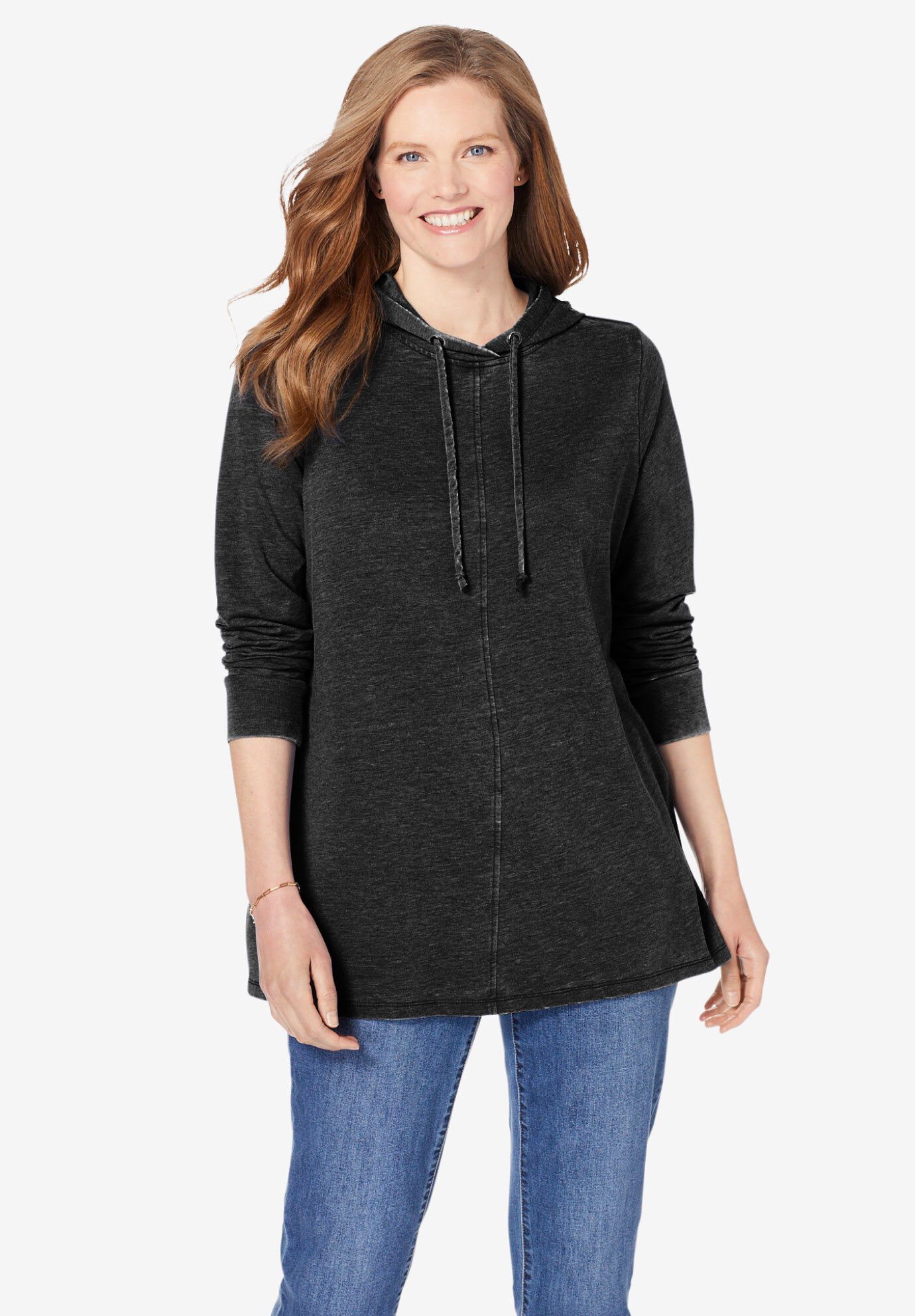 Pleat-Back Swing Hoodie Sweatshirt