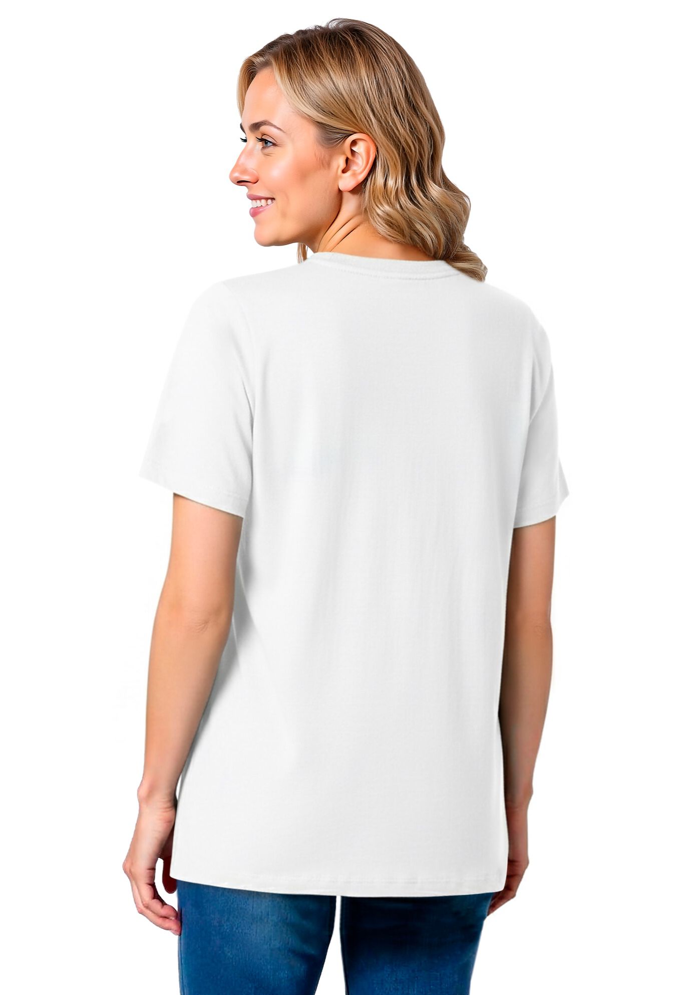 Perfect Crewneck Pocket Tee, WHITE, alternate image number 3