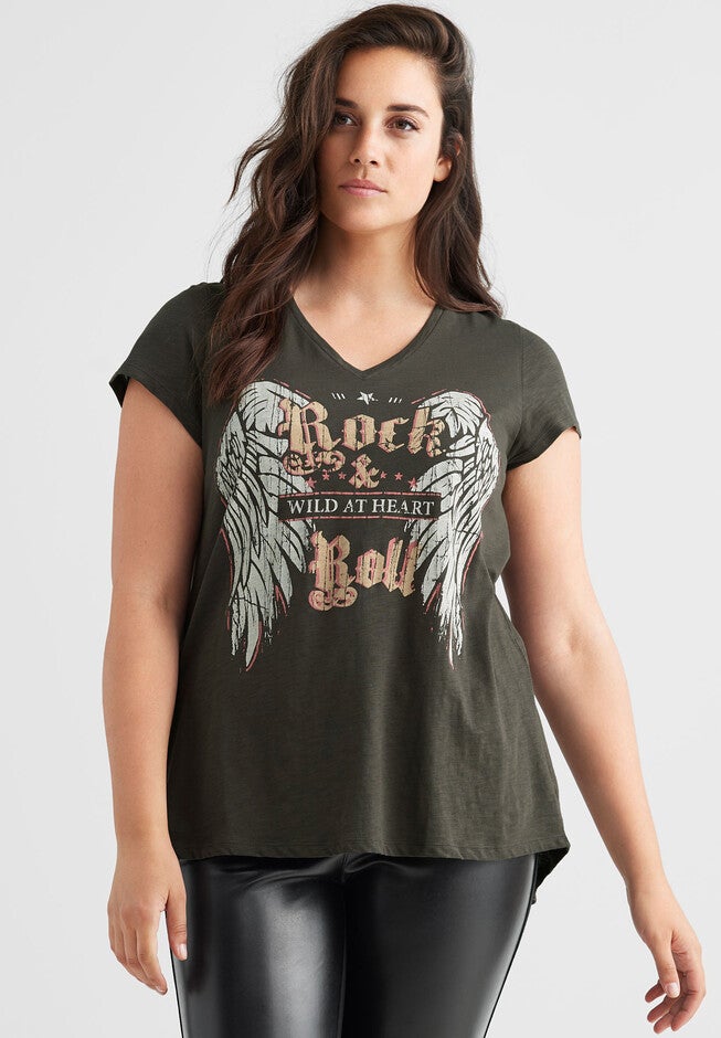 Rock & Roll Graphic Tee, MIDNIGHT OLIVE, hi-res image number null