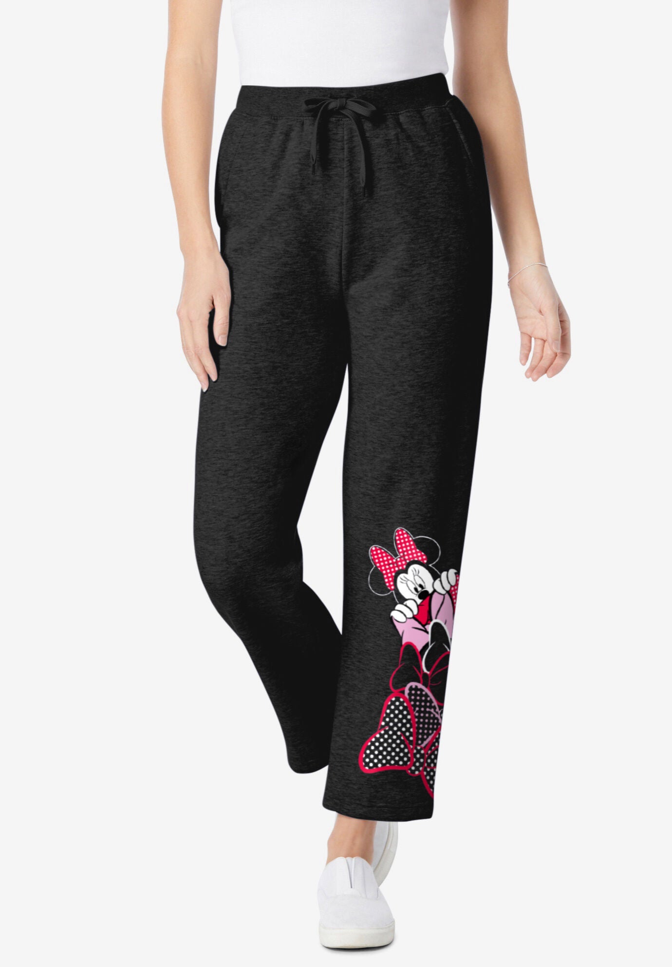 Disney Women's Fleece Black Sweatpants Minnie Mouse, BLACK MINNIE BOW, hi-res image number 0