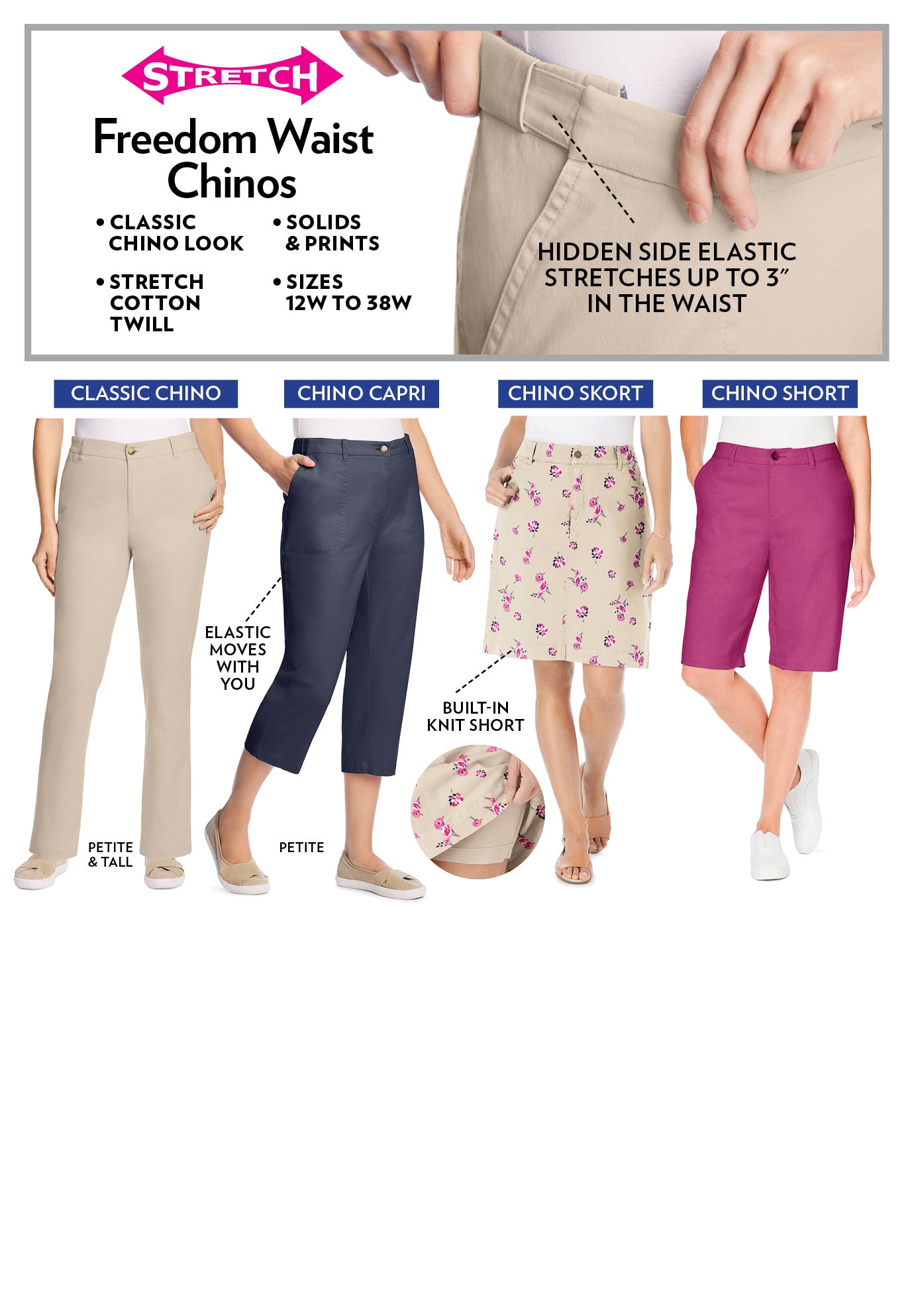 Adjustable Waist Chino Skort image number 1