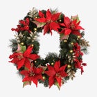 Pre-Lit Poinsettia Wreath image number null