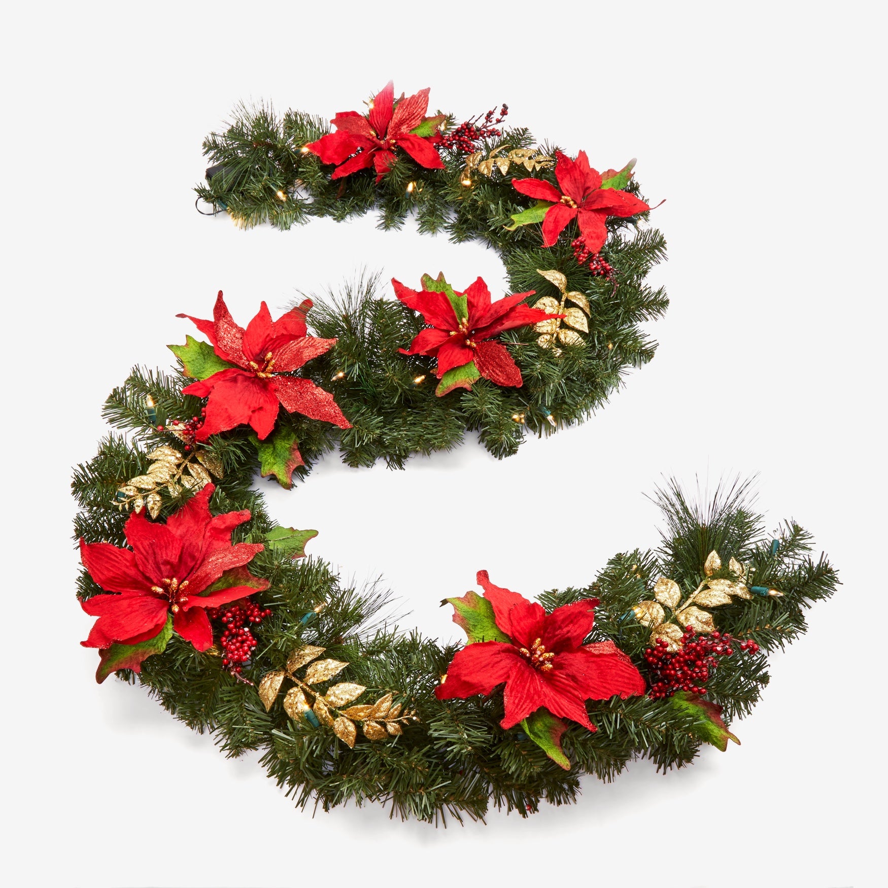 6' Pre-Lit Poinsettia Garland image number 0