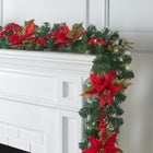 6' Pre-Lit Poinsettia Garland image number null