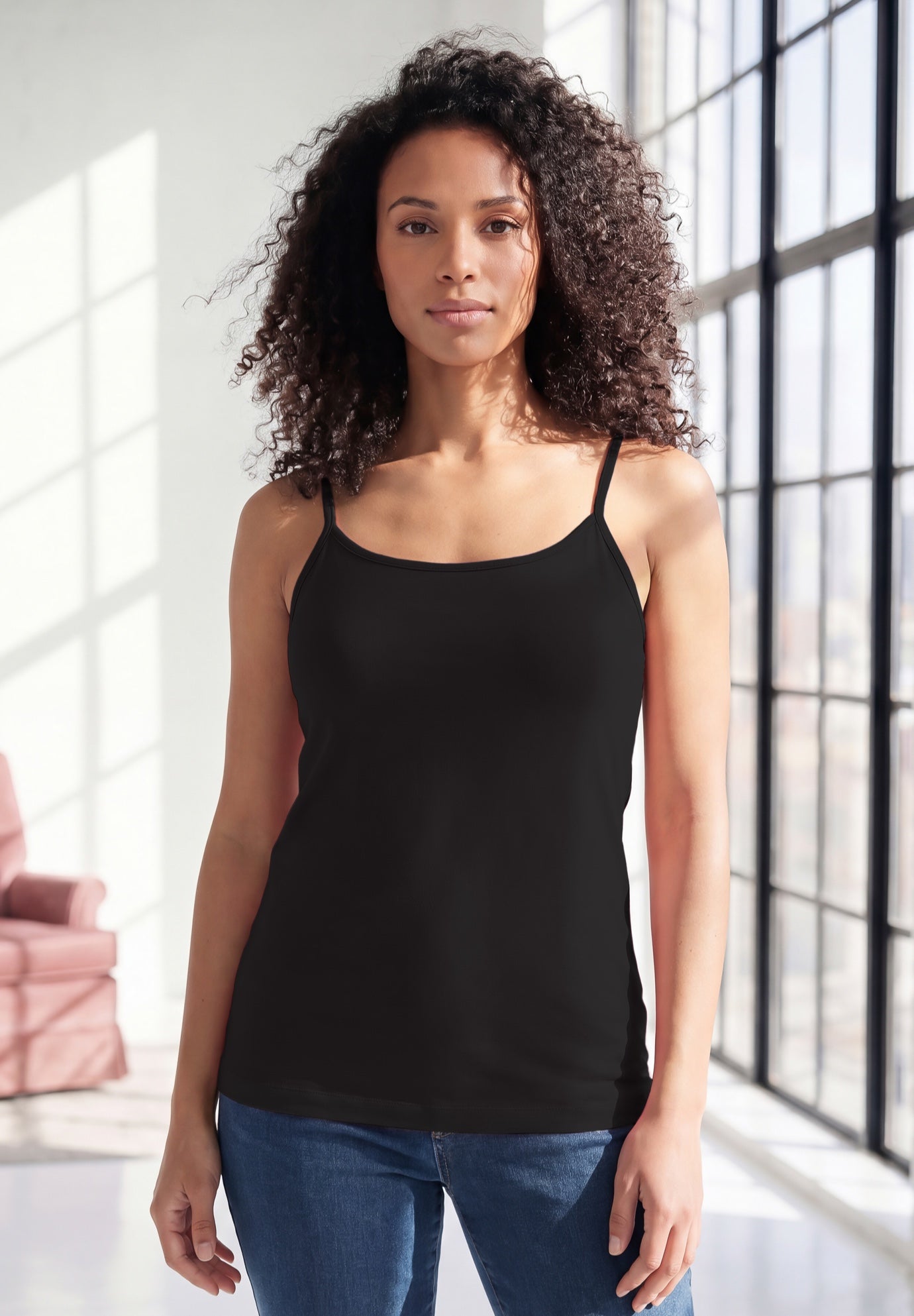 Plus Size Adjustable Strap Cami with Built-In Shelf Bra image number 0