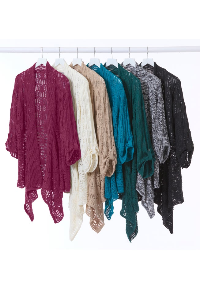 Open Front Pointelle Cardigan Sweater image number 7