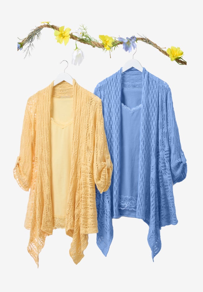 Open Front Pointelle Cardigan Sweater image number 4