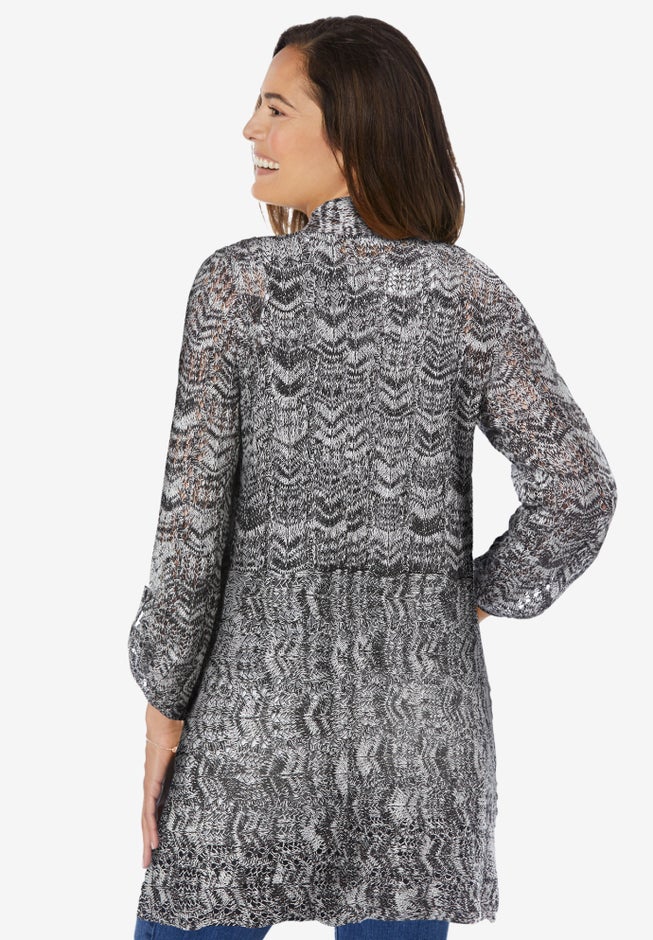 Open Front Pointelle Cardigan Sweater image number 2