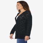 Open Front Pointelle Cardigan Sweater image number null